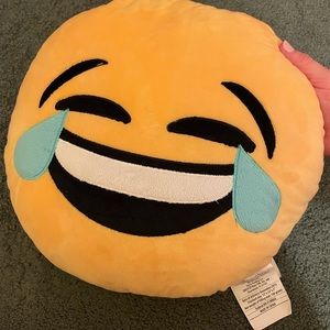 Laughing emoji throw pillow